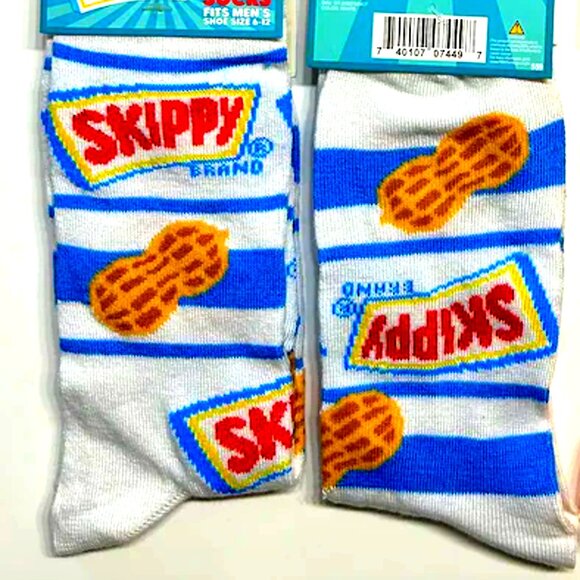Men's Fashion Novelty Casual Fun SKIPPY PEANUT BUTTER Crew SOCKS Size 6-12 - Picture 2 of 2